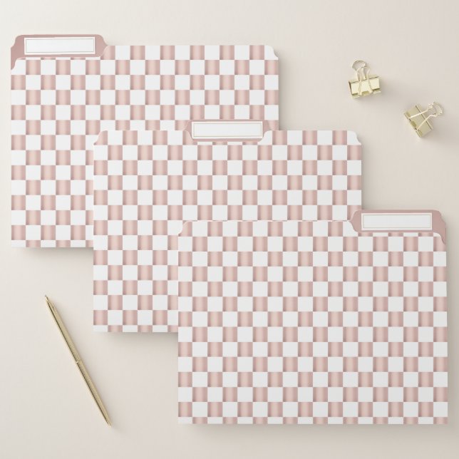 Rose Gold Pink Checkerboard Pattern  File Folder (Set)