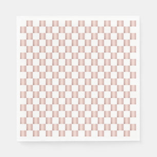 Rose Gold Pink Checkerboard Pattern Napkins