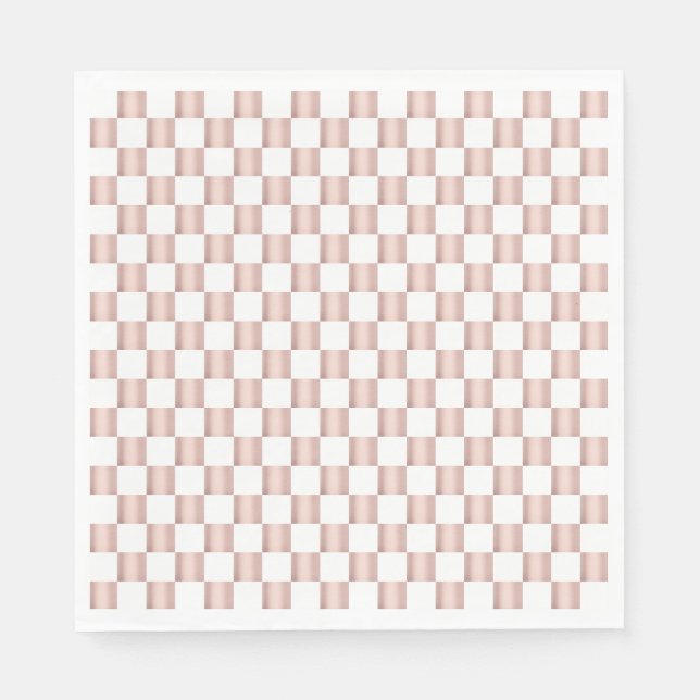Rose Gold Pink Checkerboard Pattern Napkins (Front)