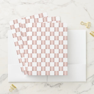 Rose Gold Pink Checkerboard Pattern Pocket Folder