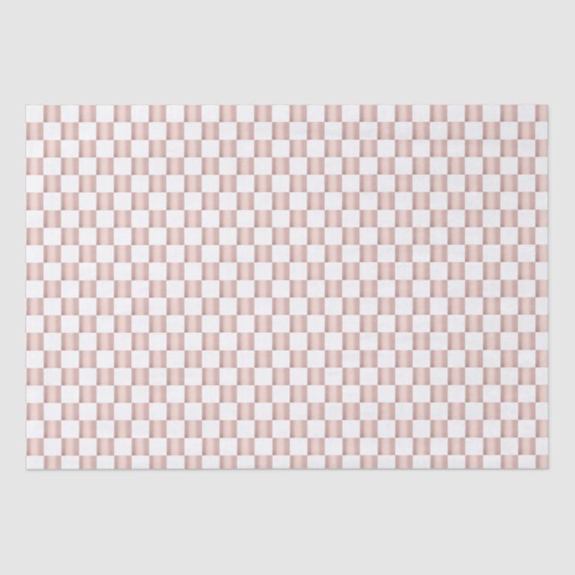 Rose Gold Pink Checkerboard Pattern Tissue Paper (Front)