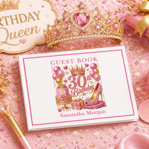 Rose Gold Pink Confetti 30th Birthday Guest Book
