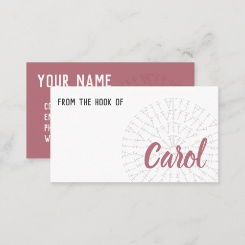 Rose Gold Pink Crochet Chart Business Card