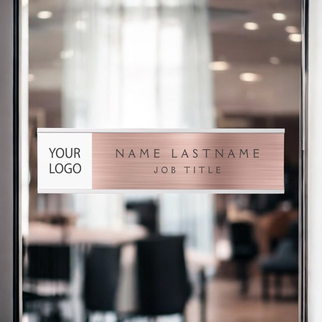 Rose Gold Pink Custom Logo Executive Business Door Sign (Creator Uploaded)