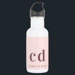 Rose gold pink custom monogram name minimalist stainless steel water bottle<br><div class="desc">A girly and feminine rose gold,  pink background.  Dark rose gold colored text. Personalize and add your monogram initials and your name.</div>