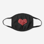 Rose Gold Pink Cute Custom Glitter Sparkle Heart Black Cotton Face Mask (Front)