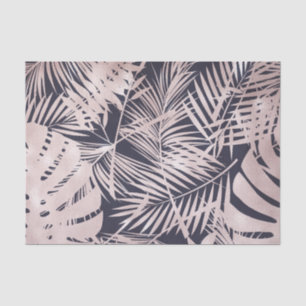 Rose Gold Pink Dark Tropical Palm Tree Leaves Tissue Paper