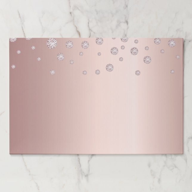 Rose gold pink diamonds girly paper placemat (Front)