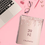 Rose gold pink drips 2026 planner<br><div class="desc">A  rose gold background with rose drips,  paint drip look. Template for a year.  Personalize and add a name. The name is written in dark rose gold with a large modern hand lettered style script. Perfect for school,  work or organizing your personal/family life.</div>