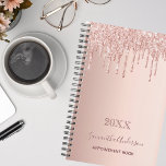 Rose gold pink drips appointment book 2025 planner<br><div class="desc">A rose gold background with elegant rose gold and pink drips, paint dripping look. Template for a year. Personalize and add a name and a title. The name is written in dark rose gold with a modern hand lettered style script. Perfect for business, school, work, diary or organizing your personal/family...</div>