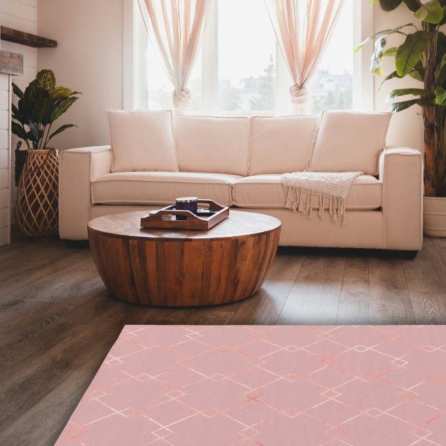 Rose Gold Pink Elegant Abstract Geometric Area Rug (Rose Gold Pink Elegant Abstract Geometric Area Rug)