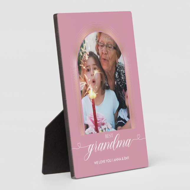 Rose Gold Pink Elegant GRANDMA Gifts Custom Plaque (Side)