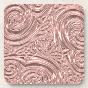 Rose gold pink elegant victorian beverage coaster