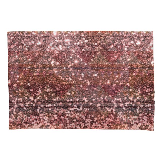 Rose Gold Pink Faux Glitter All Over Print Pillow Case (Front)