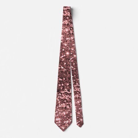 Rose Gold Pink Faux Glitter Sparkle Pattern Neck Tie