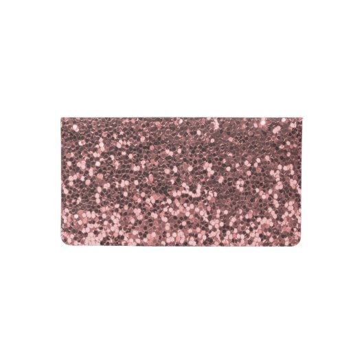 Rose Gold Pink Faux Glitter Sparkle Print Checkbook Cover (Front)