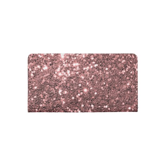 Rose Gold Pink Faux Glitter Sparkle Print Checkbook Cover (Back)
