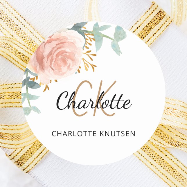 Rose gold pink floral greenery Sweet 16 Classic Round Sticker (Creator Uploaded)