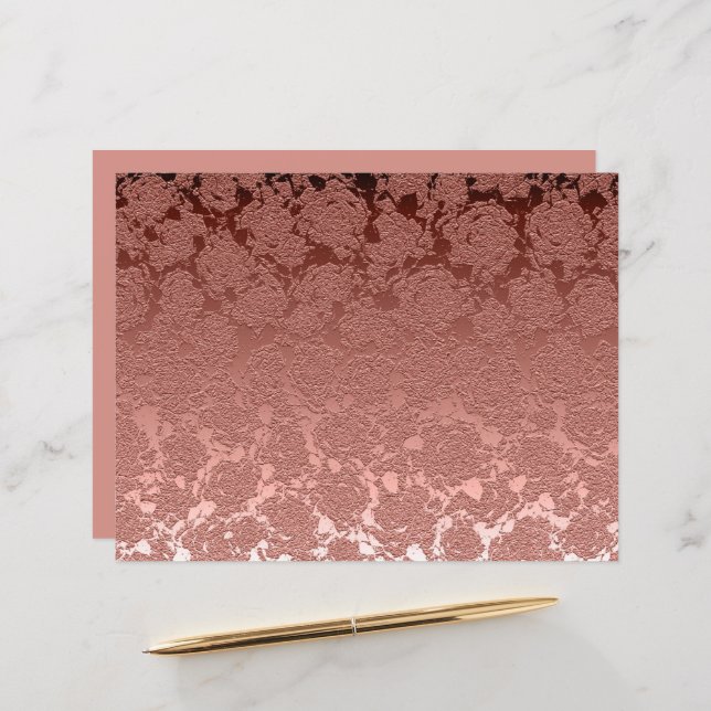 Rose Gold Pink Floral Succulent Pattern Metallic (Front/Back In Situ)