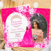 Floral Princess Crown Quinceanera Invitation