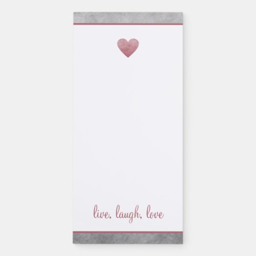 Rose Gold Pink Foil Heart Modern Script Magnetic Notepad