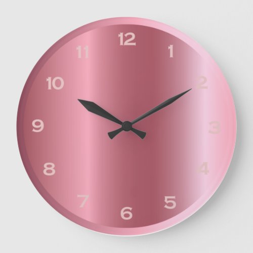 Rose Gold Pink Foil Metallic Look Girly Decor Large Clock