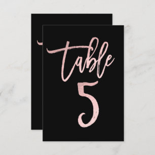 Rose Gold Pink Foil Modern Script Table Number 5