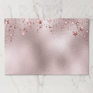 Rose gold pink foil stars paper placemat