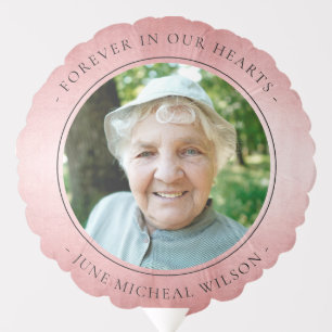 Rose Gold Pink Foil Sympathy Memorial Photo Balloon