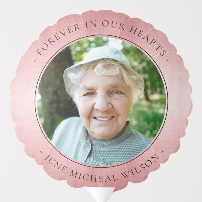 Rose Gold Pink Foil Sympathy Memorial Photo Balloon (Front)