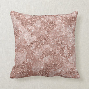 Rose Gold Pink Glam Camouflage Camo Throw Pillow