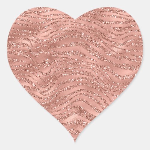 Rose Gold Pink Glam Glitter Zebra Print     Heart Sticker