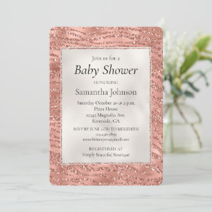 Rose Gold Pink Glam Glitter Zebra Print Invitation