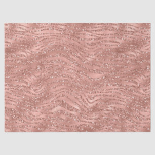 Rose Gold Pink Glam Glitter Zebra Print Tissue Paper