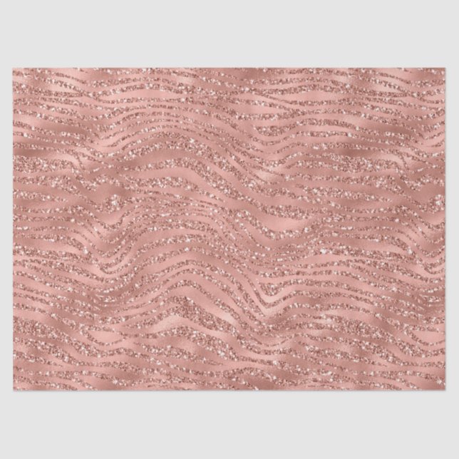 Rose Gold Pink Glam Glitter Zebra Print  Tissue Paper (Front)