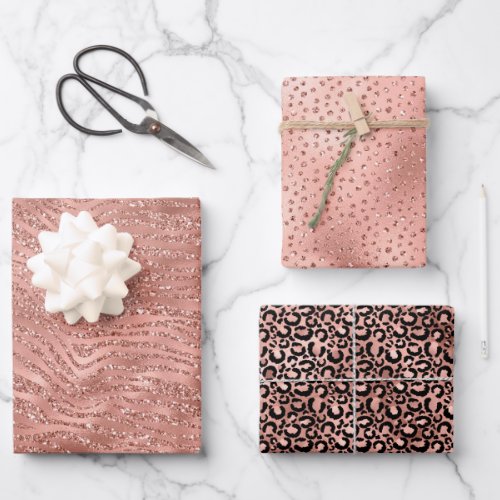 Rose Gold Pink Glam Glitter Zebra Print      Wrapping Paper Sheets