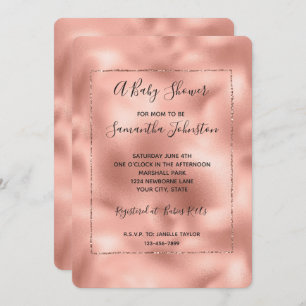 Rose Gold Pink Glam Glitz Baby Shower Invitation