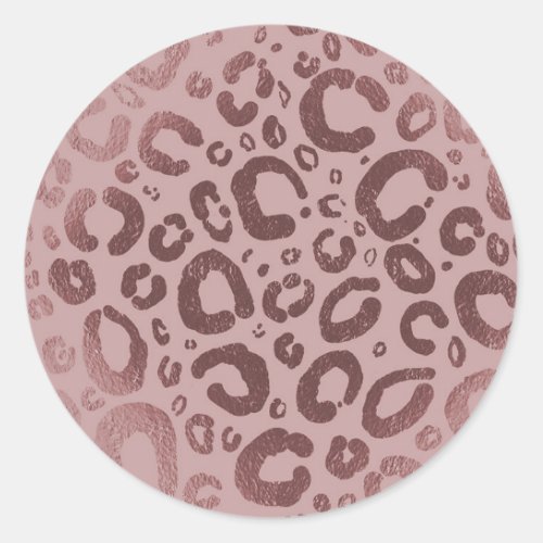 Rose Gold Pink Glam Leopard Print Party Classic Round Sticker