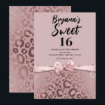 Rose Gold Pink Glam Leopard Print Sweet 16 Invitation<br><div class="desc">Customize for your event</div>