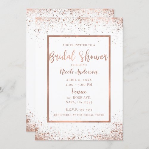 Rose Gold Pink Glam Modern Chic Bridal Shower Invitation
