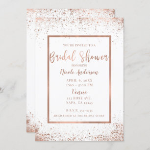 Rose Gold Pink Glam Modern Chic Bridal Shower Invitation
