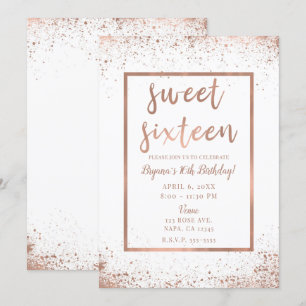 Rose Gold Pink Glam Modern Chic Sweet 16 Invitation