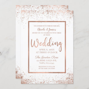 Rose Gold Pink Glam Modern Chic Wedding Invitation