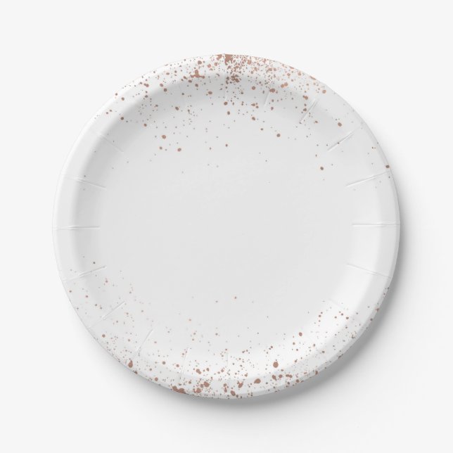 Rose Gold Pink Glam Modern Chic Wedding Paper Plates (Front)