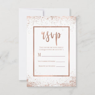 Rose Gold Pink Glam Modern Chic Wedding RSVP