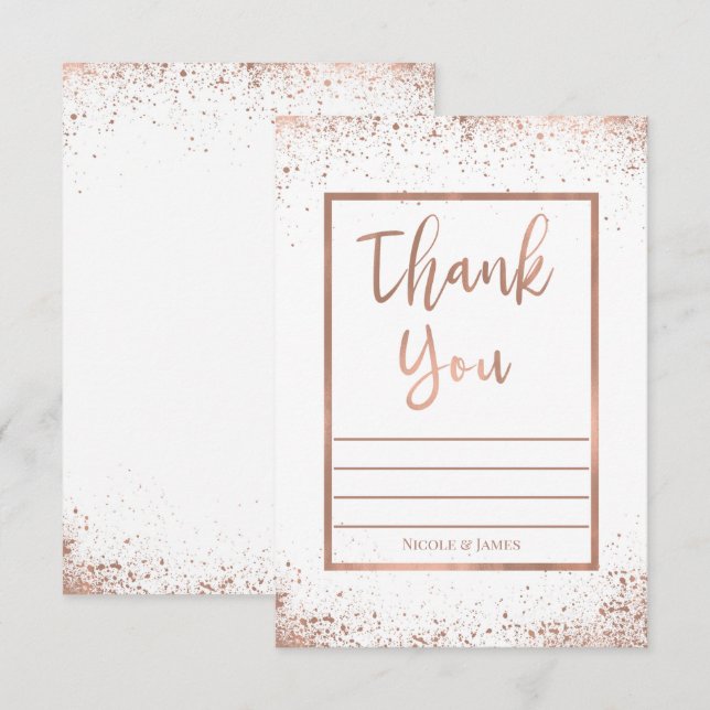 Rose Gold Pink Glam Modern Chic Wedding Thank You Invitation (Front/Back)