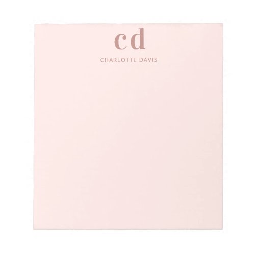 Rose gold pink glam monogram minimalist notepad