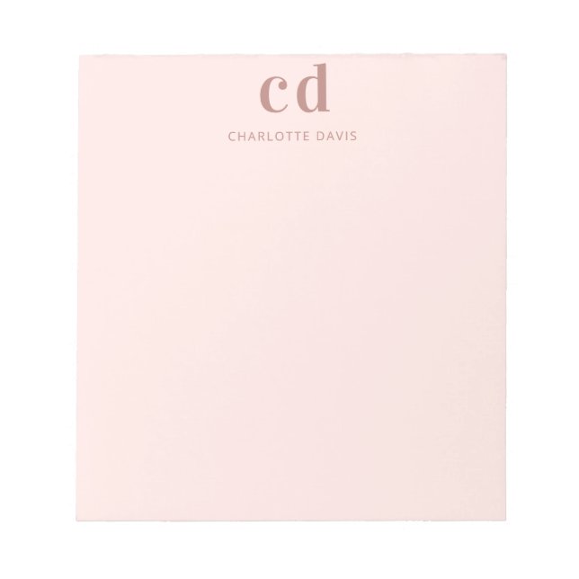 Rose gold pink glam monogram minimalist notepad (Front)