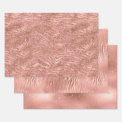 Rose Gold Pink Glam Wrapping Paper Sheets