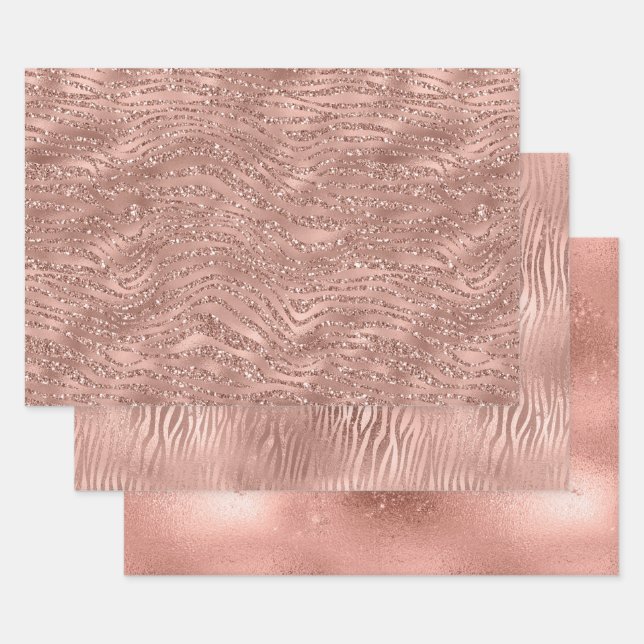 Rose Gold Pink Glam Wrapping Paper Sheets (Set)
